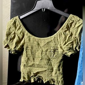 Green off the shoulder top